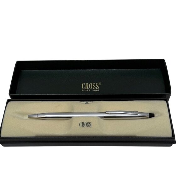 CROSS Classic Century Ballpoint Pen Chrome Lustre 3502 Green Boxed Silvertone - Picture 4 of 12